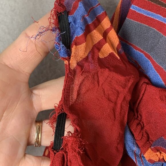 Free People Beneath The Sea Boho Pattern Wing Dolman Sleeve Blouse Red XS READ - Picture 7 of 8